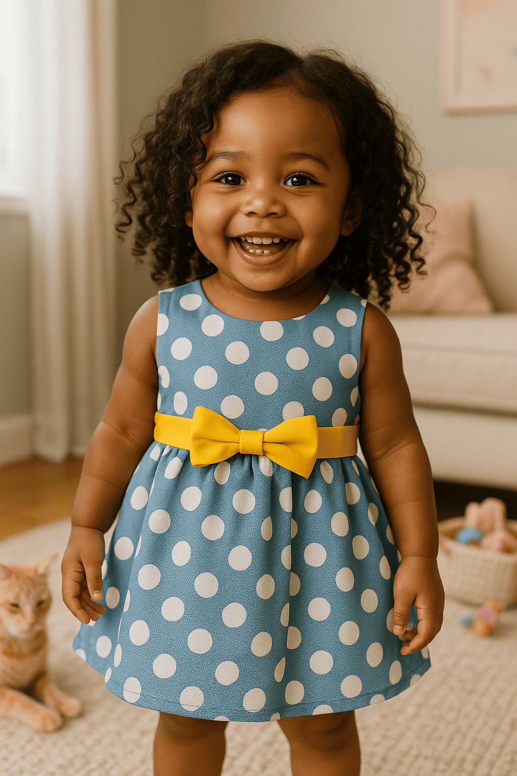 blue polka dot dress