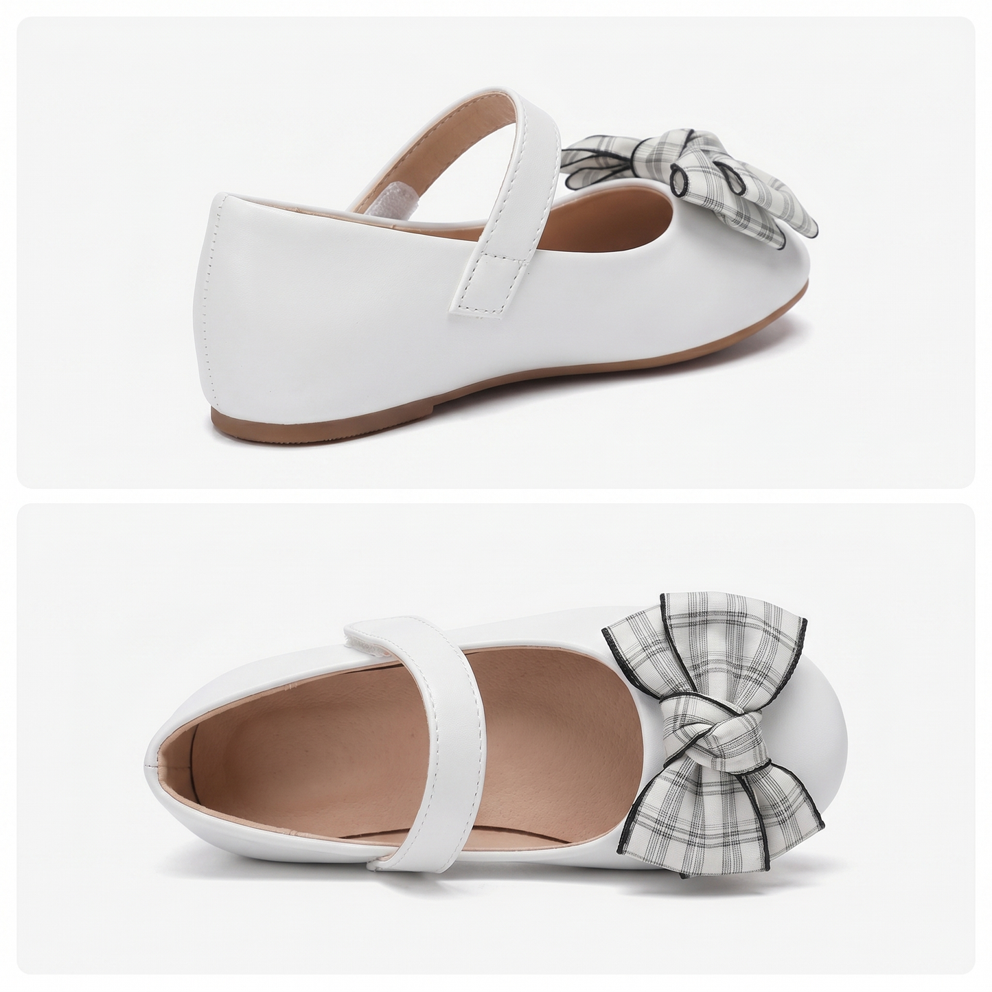 Plaid Bow mary short flats