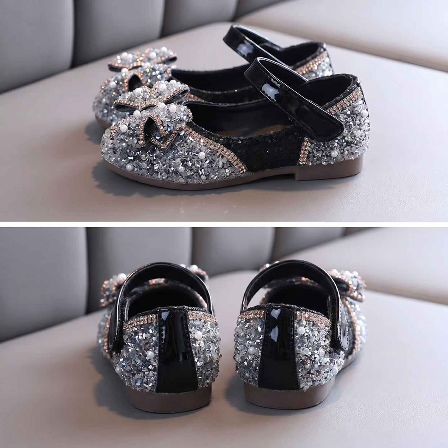 Rhinestone & Pearl Bow Mary Jane Flats