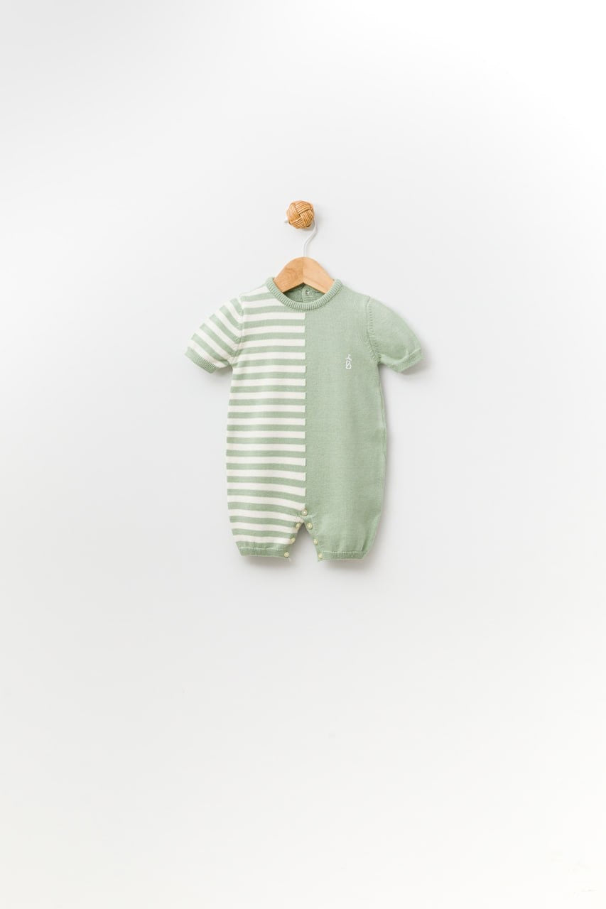 Stripe Pattern Cuffed Soft Bodysuit