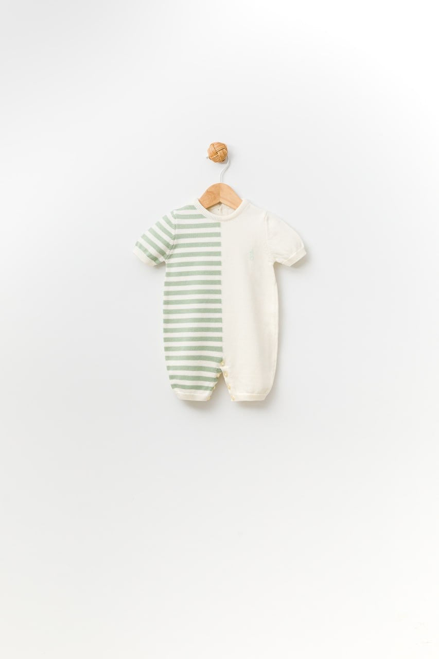 Stripe Pattern Cuffed Soft Bodysuit