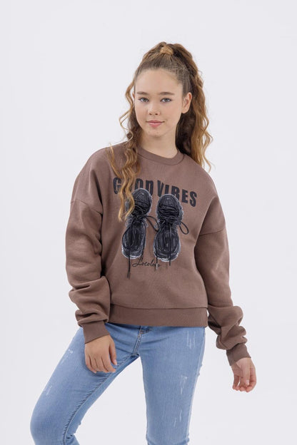 Good vibes laced detail crew neck sweatshirt