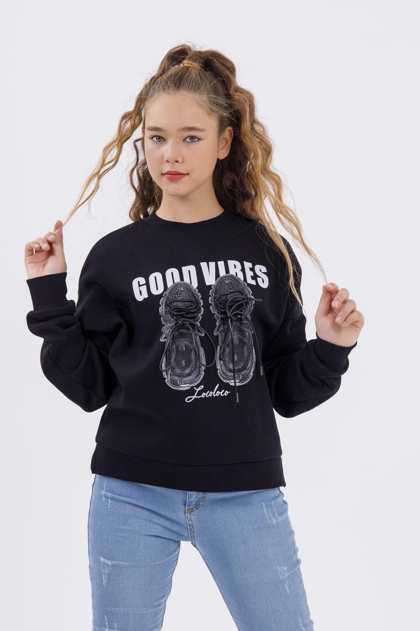 Good vibes laced detail crew neck sweatshirt