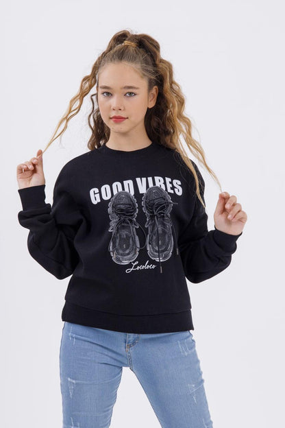 Good vibes laced detail crew neck sweatshirt