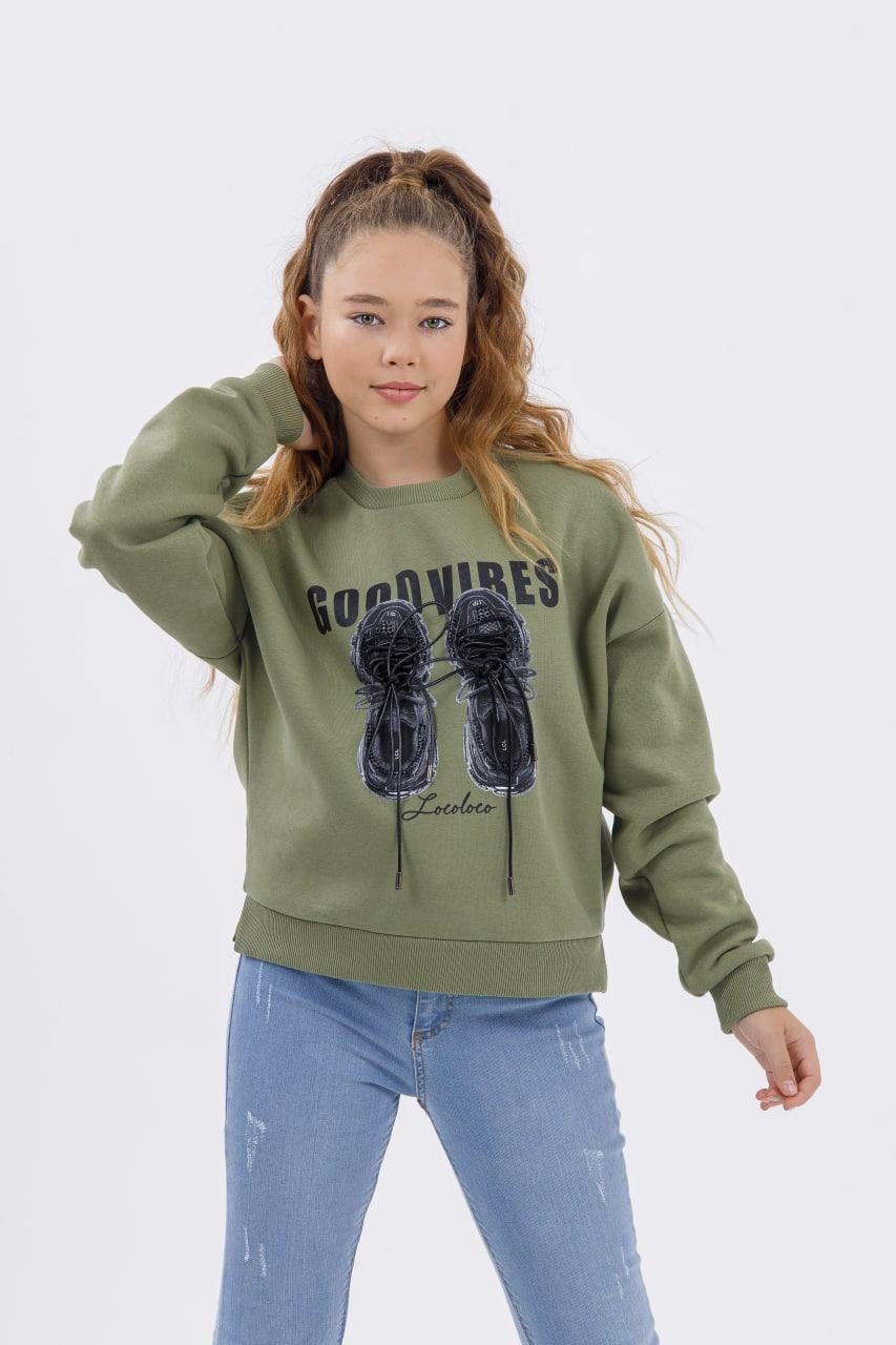 Good vibes laced detail crew neck sweatshirt