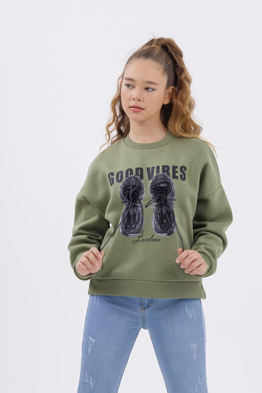 Good vibes laced detail crew neck sweatshirt