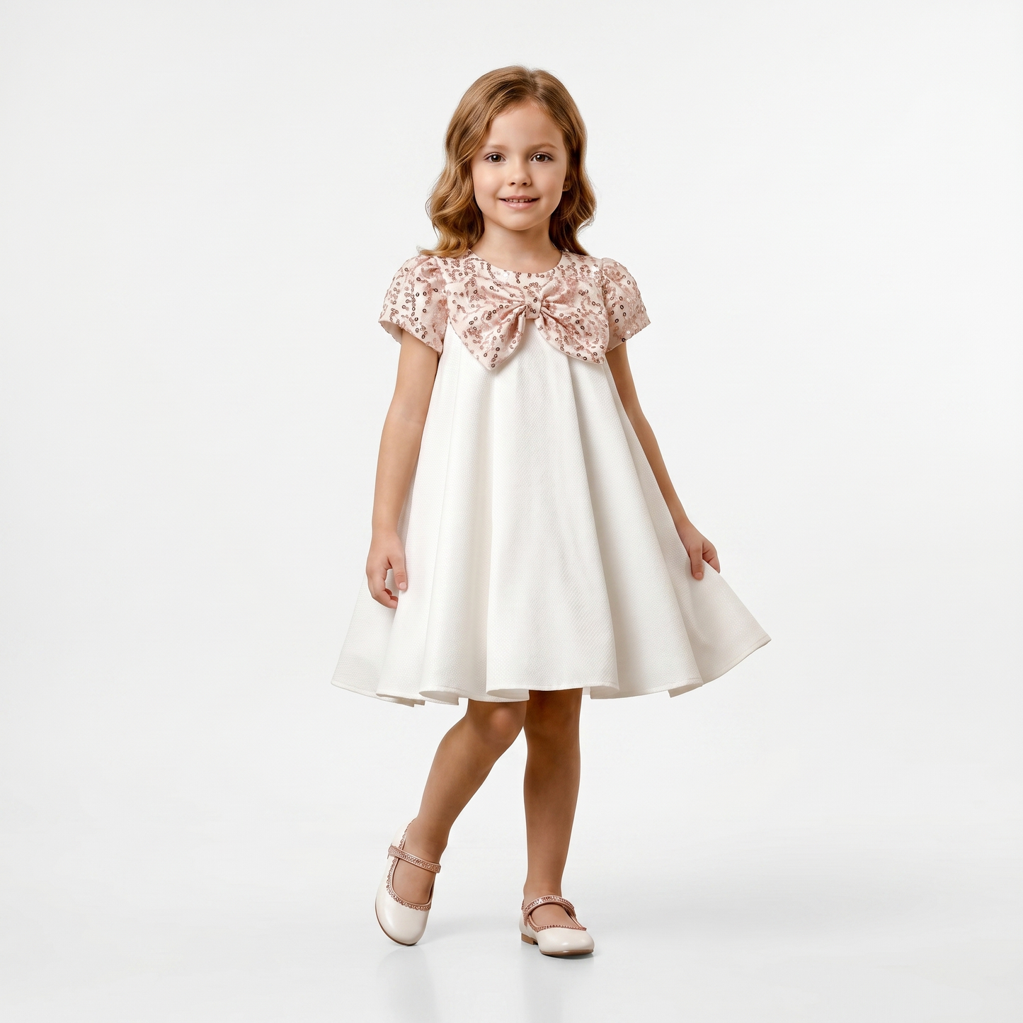 Rose Gold Sequin Bow Dress
