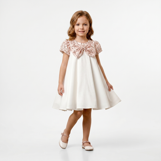 Rose Gold Sequin Bow Dress