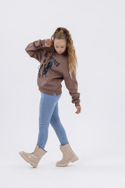 Good vibes laced detail crew neck sweatshirt