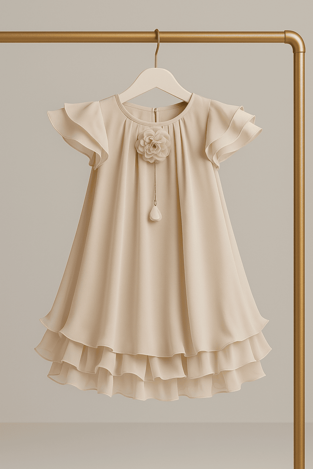 ivory flutter dress