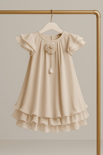 ivory flutter dress