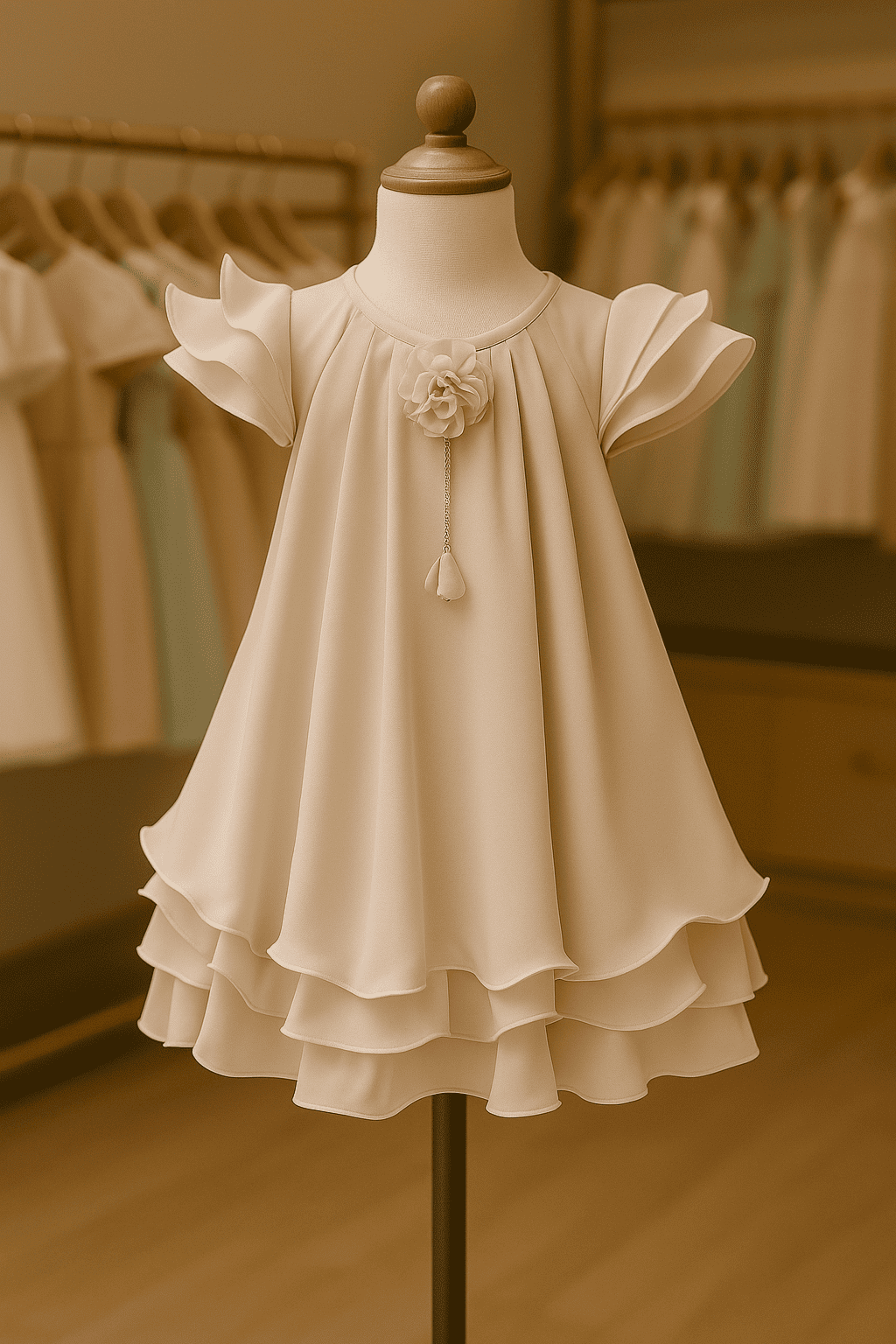 ivory flutter dress