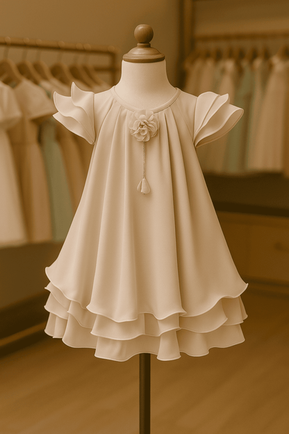 ivory flutter dress