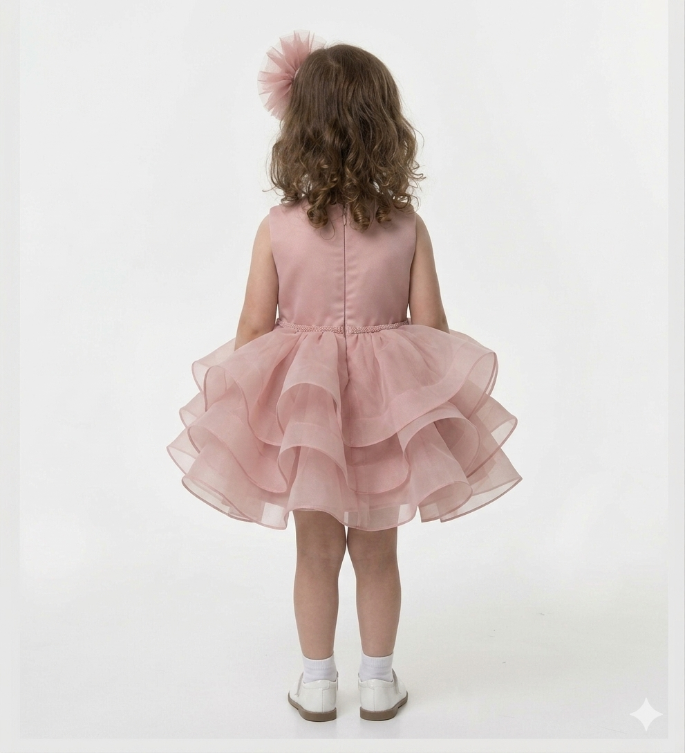 Little Princess Layered Tulle Dress – Dusty Pink