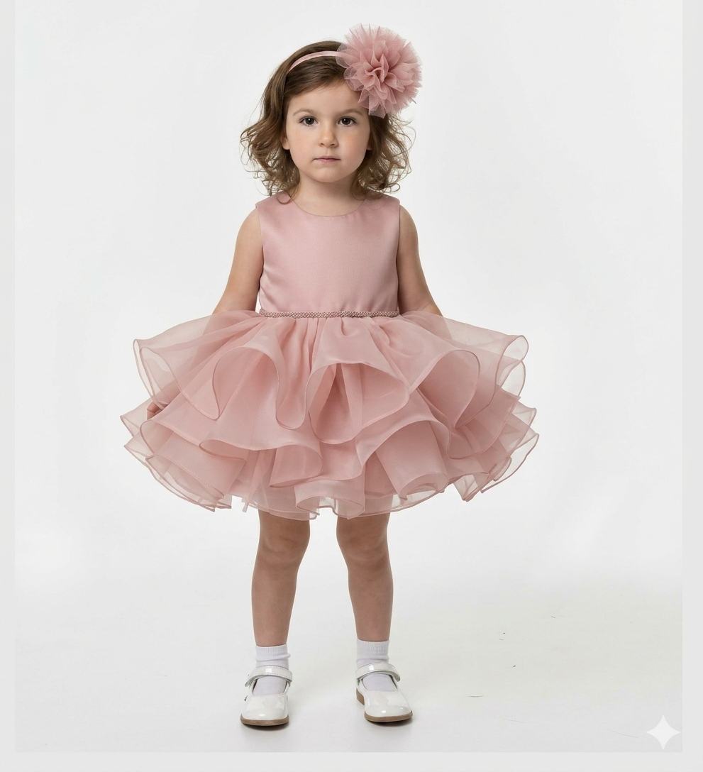 Little Princess Layered Tulle Dress – Dusty Pink