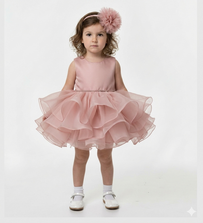Little Princess Layered Tulle Dress – Dusty Pink