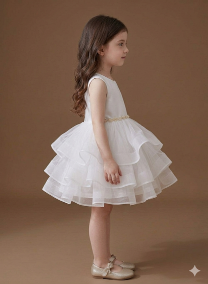 Little Princess Layered Tulle Dress – White