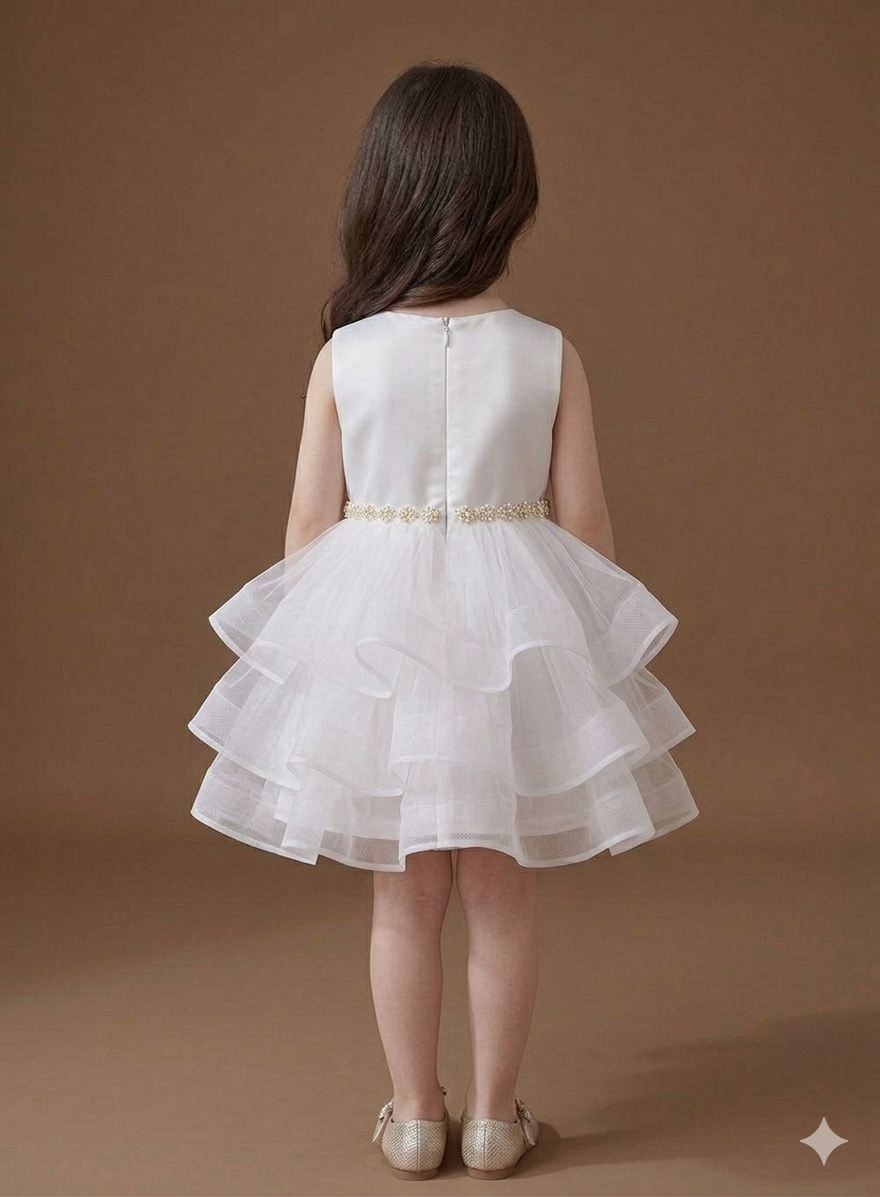 Little Princess Layered Tulle Dress – White