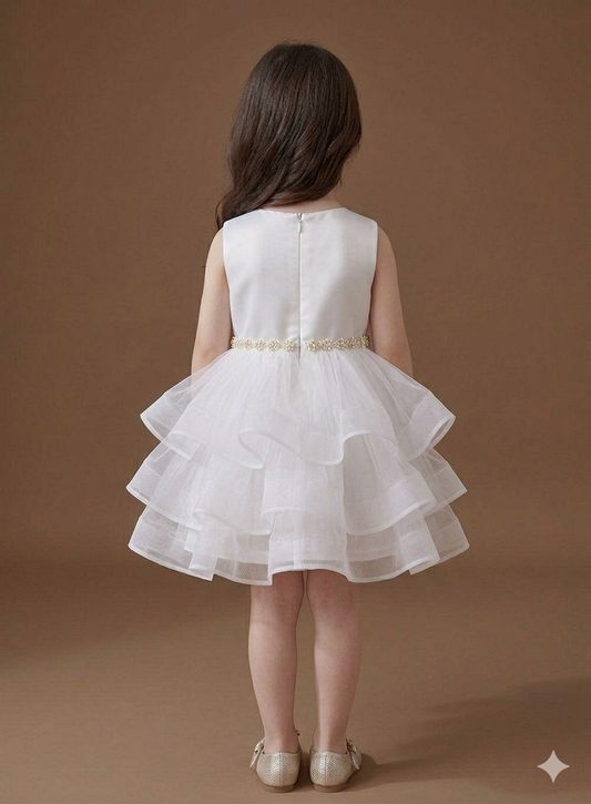 Little Princess Layered Tulle Dress – White
