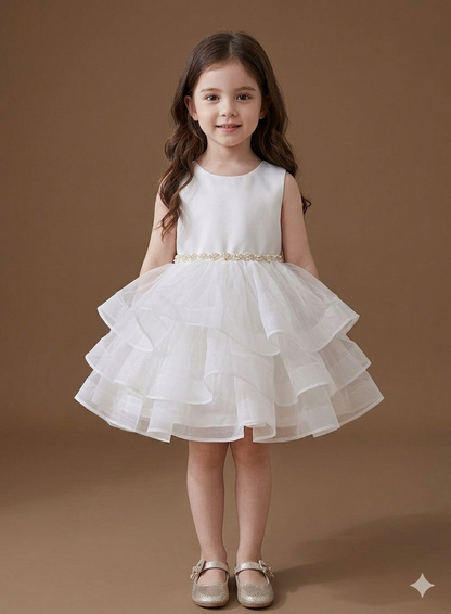 Little Princess Layered Tulle Dress – White
