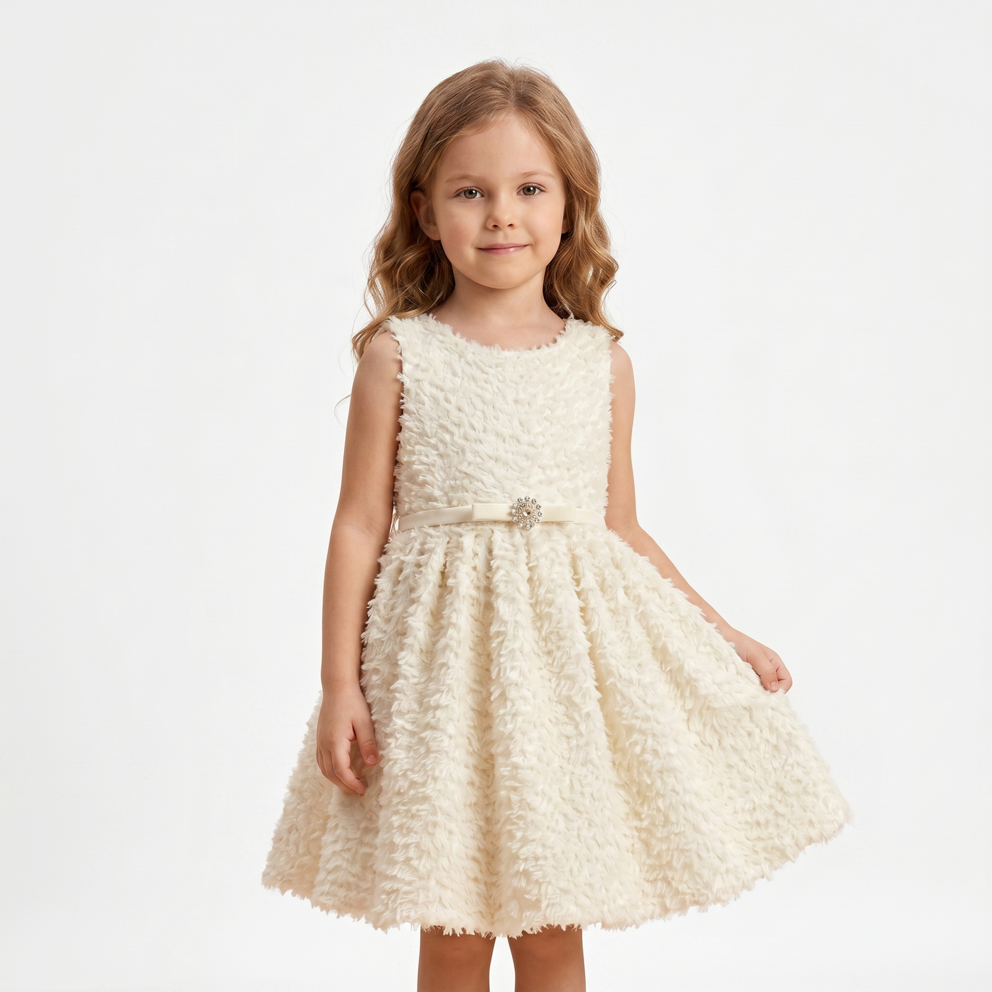 Ivory Feather Texture Dress