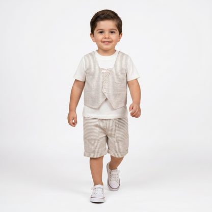 Linen Stripe Vest Set
