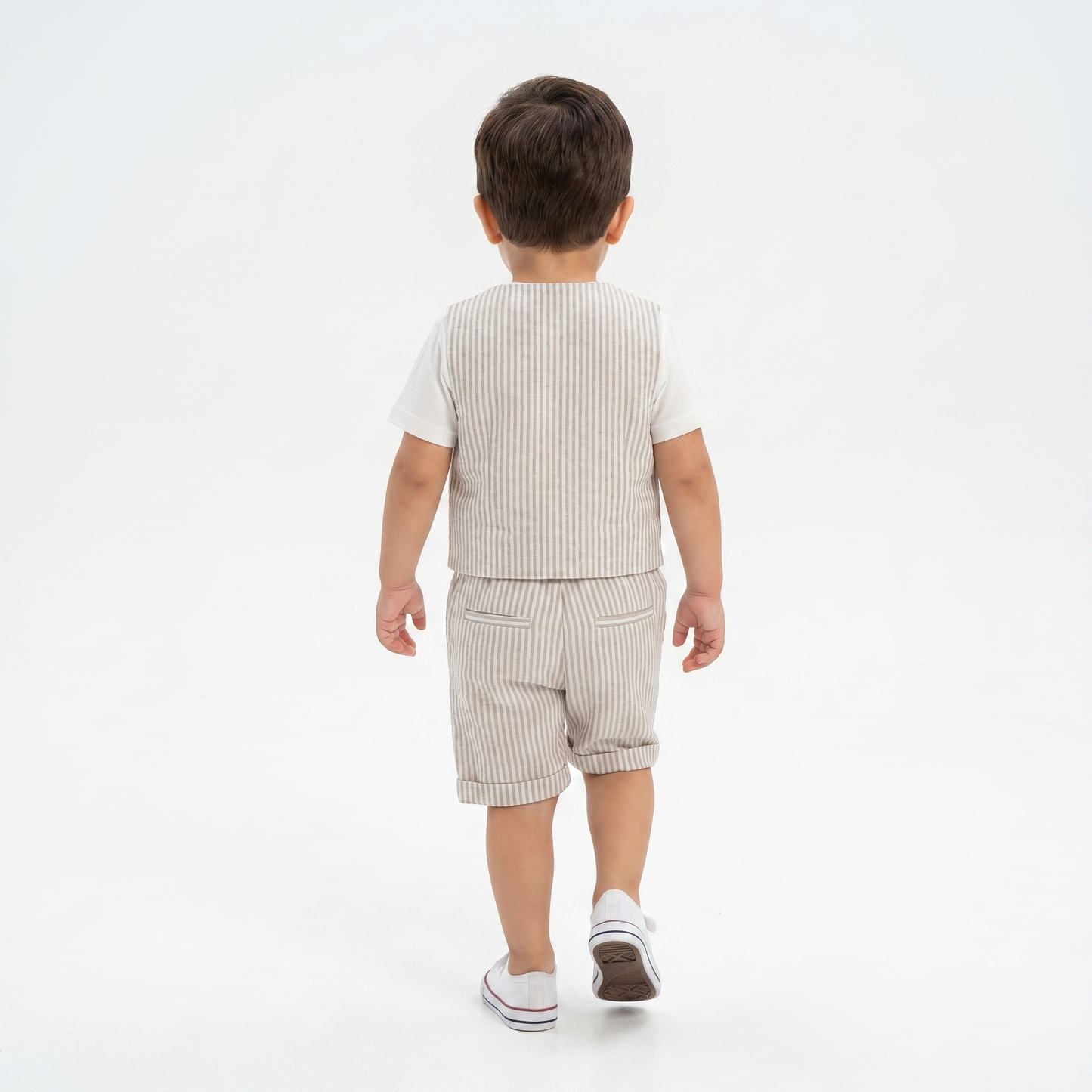Linen Stripe Vest Set
