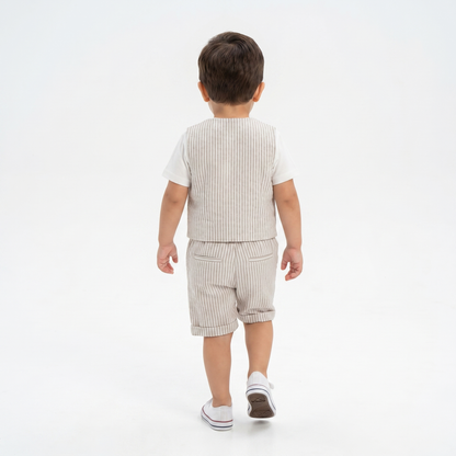 Linen Stripe Vest Set
