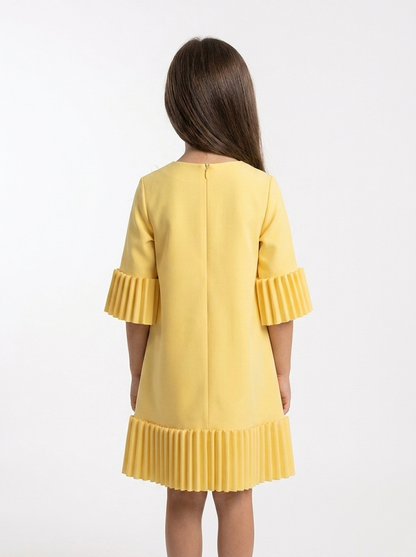 Yellow Pleated Trim Dress