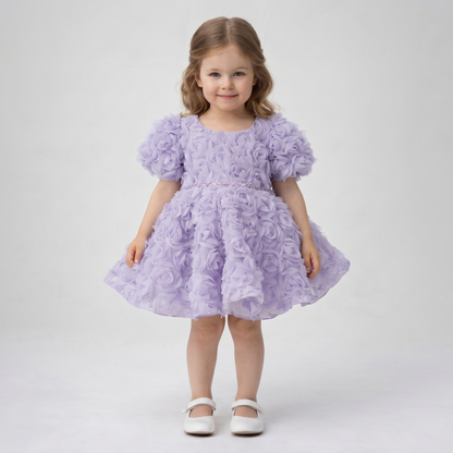 Lilac Rosette Puff Dress