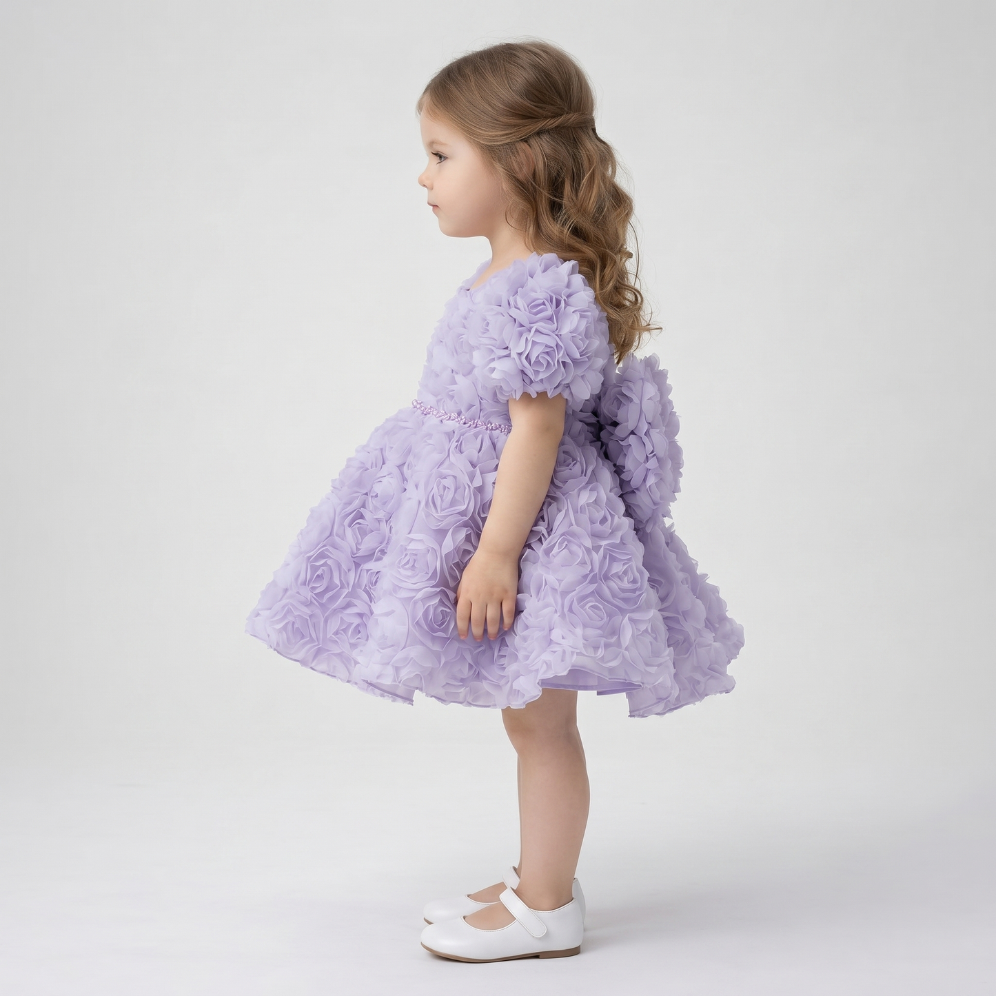 Lilac Rosette Puff Dress