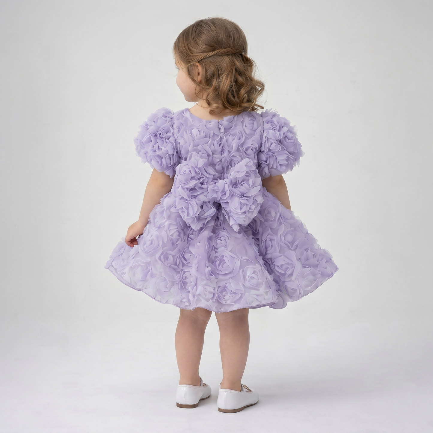 Lilac Rosette Puff Dress