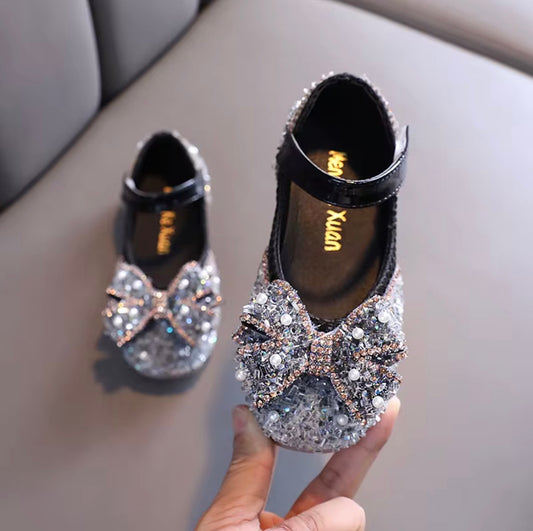 Rhinestone & Pearl Bow Mary Jane Flats