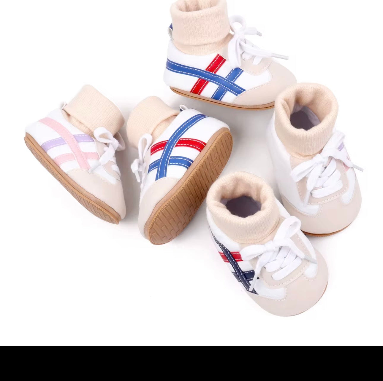 Retro Stripe Baby Sneaker Booties