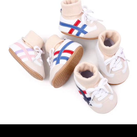 Retro Stripe Baby Sneaker Booties
