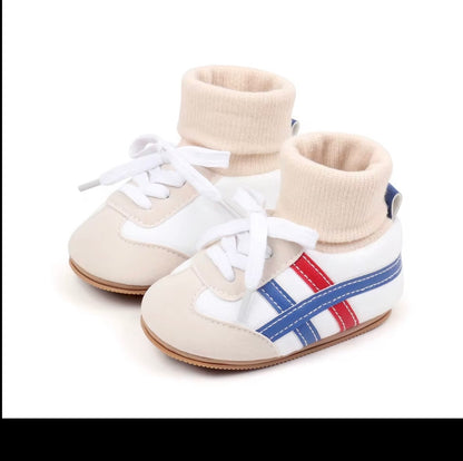 Retro Stripe Baby Sneaker Booties