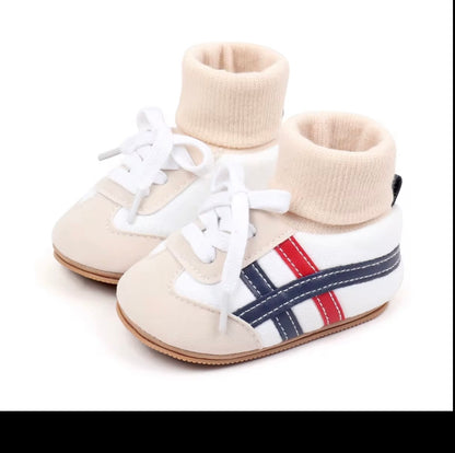 Retro Stripe Baby Sneaker Booties