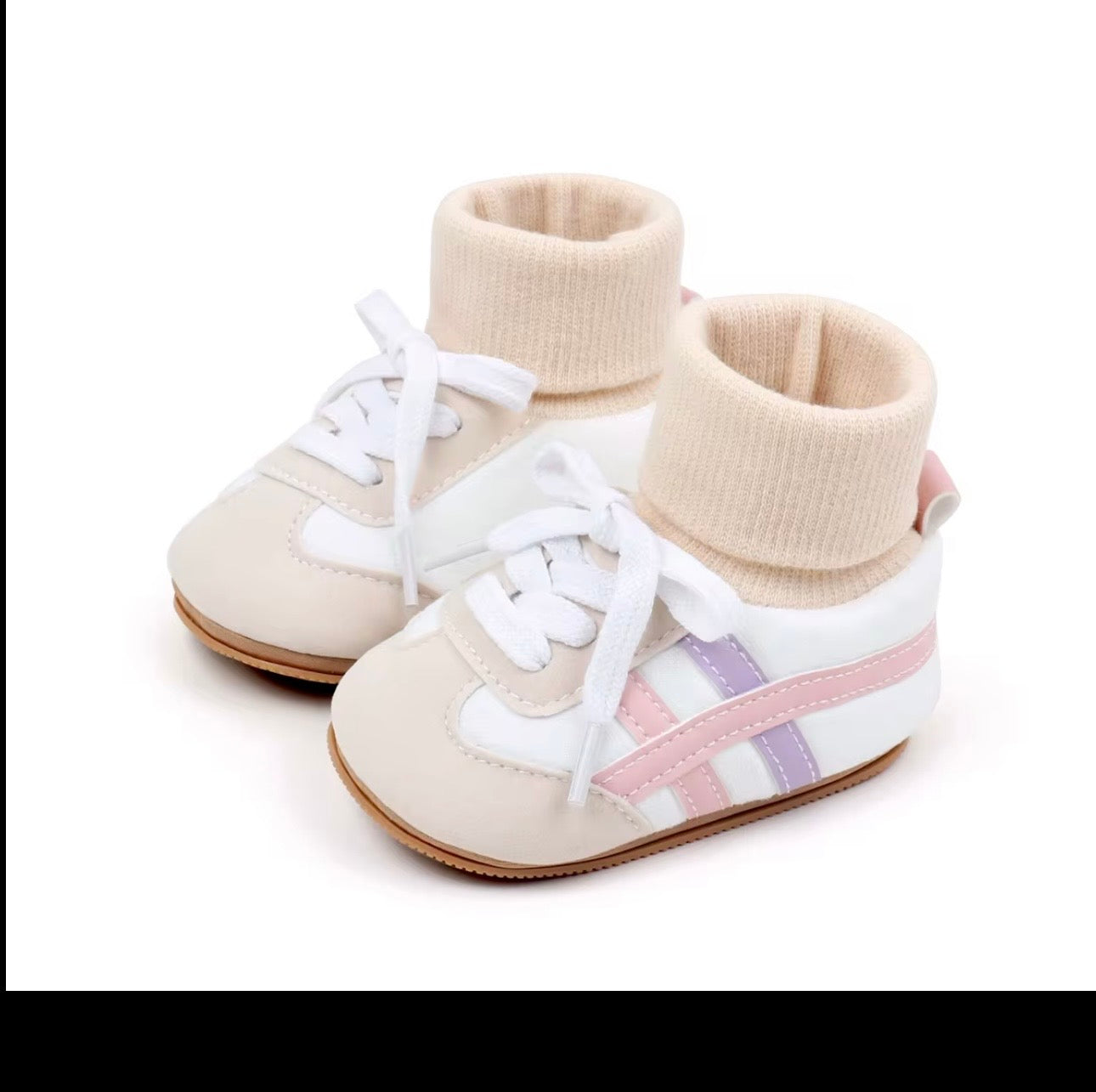 Retro Stripe Baby Sneaker Booties