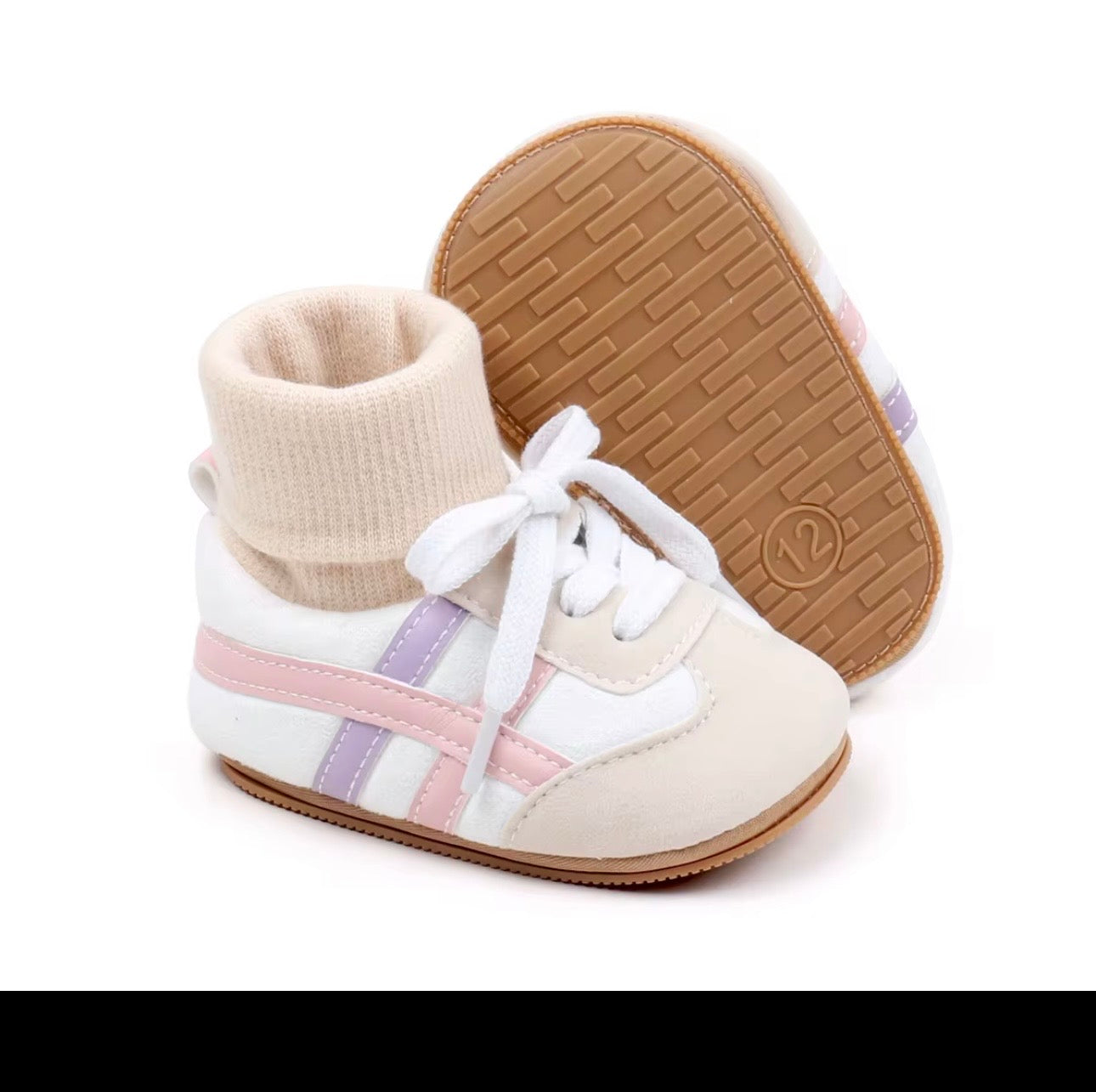 Retro Stripe Baby Sneaker Booties