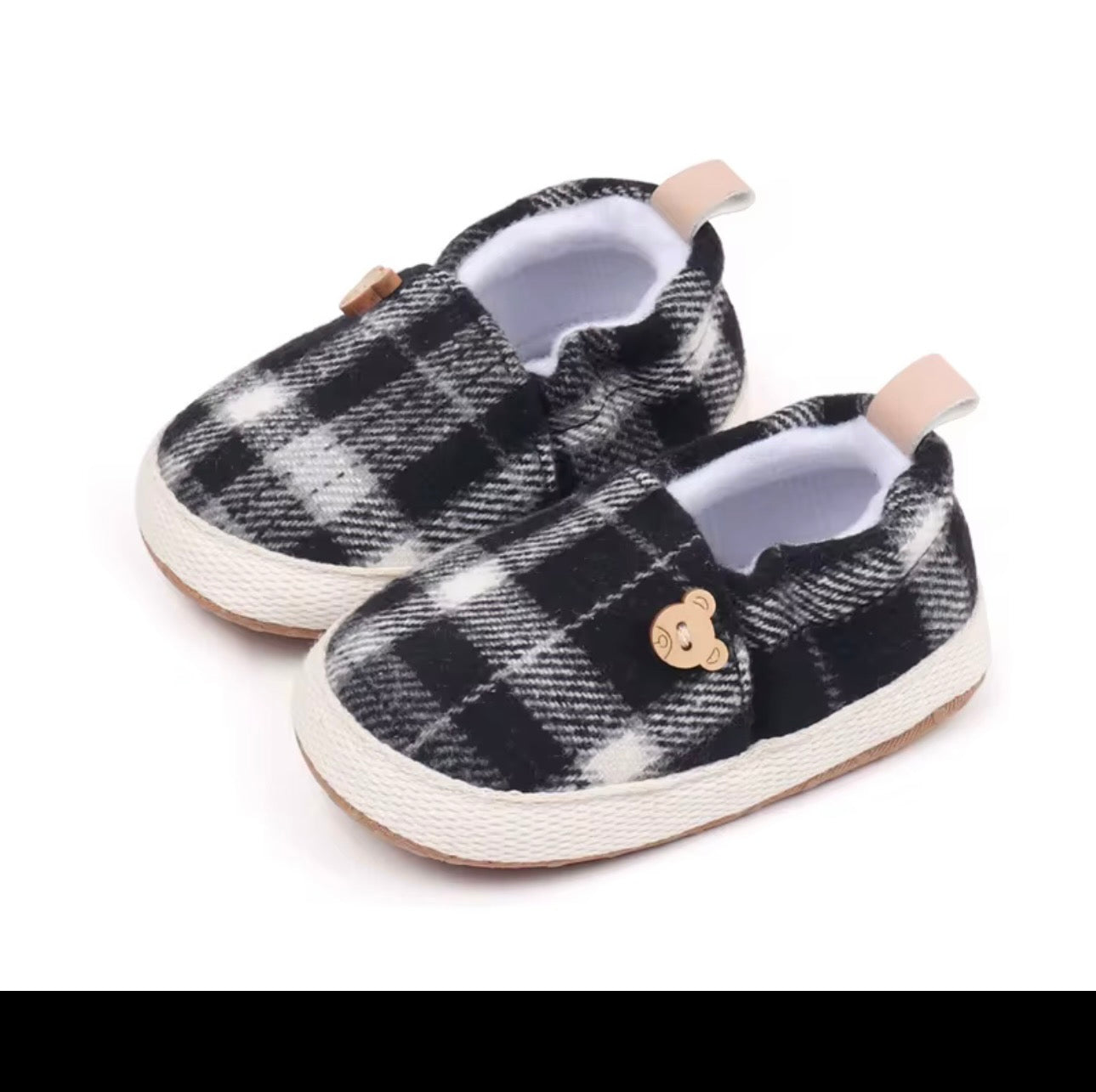 Plaid Bear Baby Slip-On Shoes