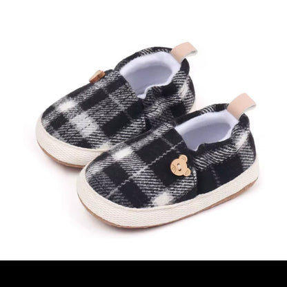 Plaid Bear Baby Slip-On Shoes
