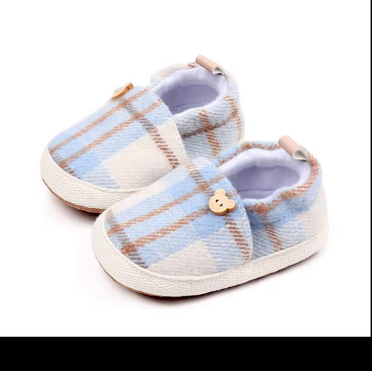 Plaid Bear Baby Slip-On Shoes