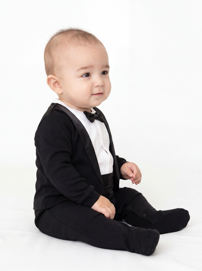 The Little Gentleman Tuxedo Romper