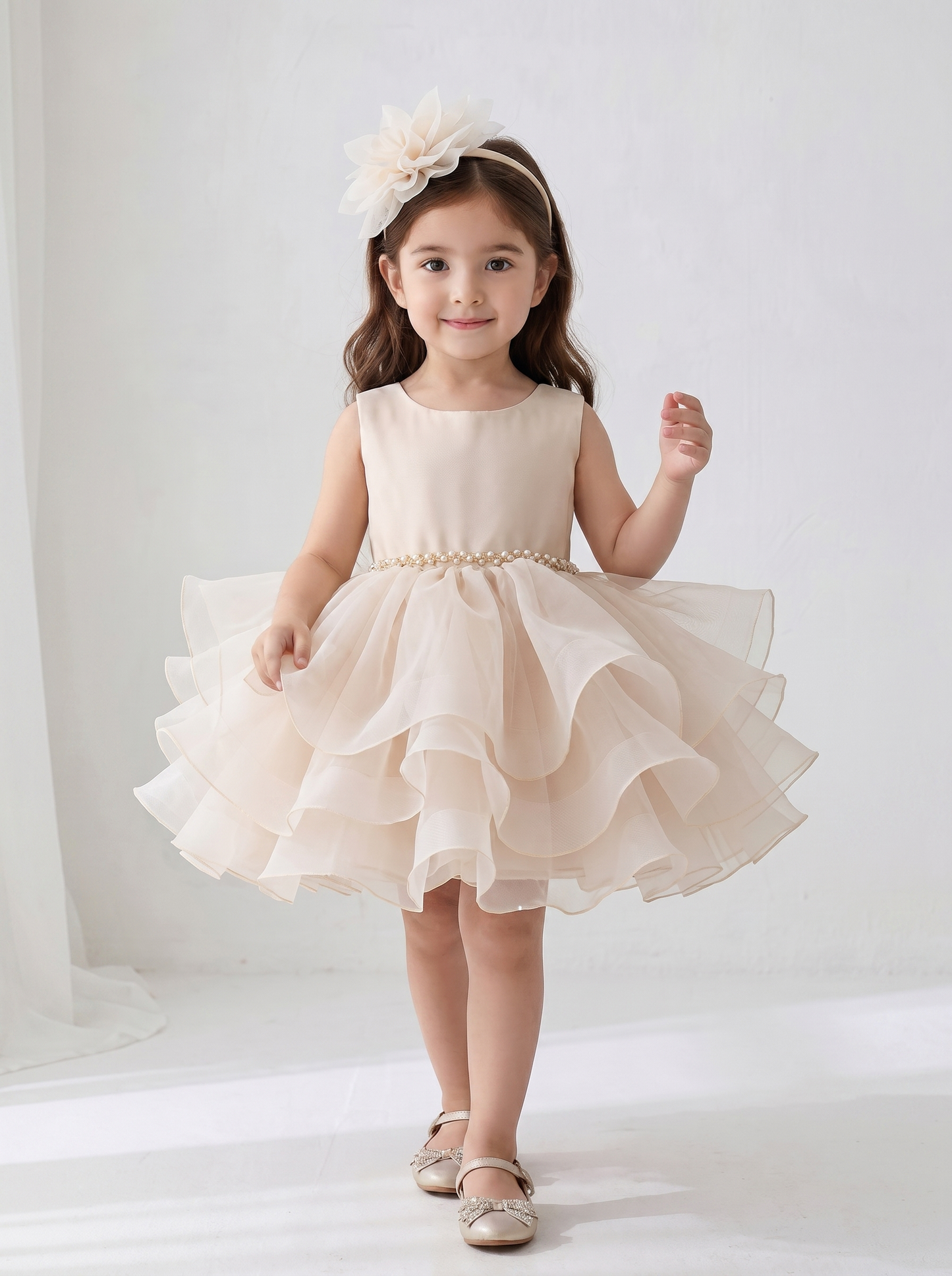 Little Princess Layered Tulle Dress – Champagne