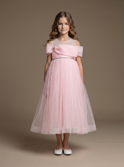 Little Angel Cold Shoulder Dress – Baby Pink