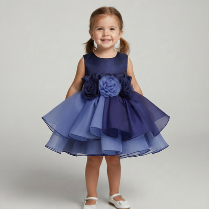 Midnight Rose Layered Organza Dress