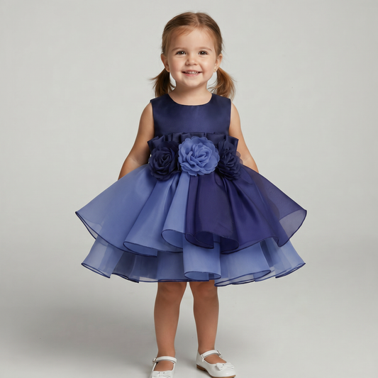 Midnight Rose Layered Organza Dress