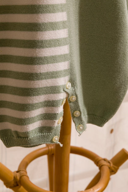 Stripe Pattern Cuffed Soft Bodysuit