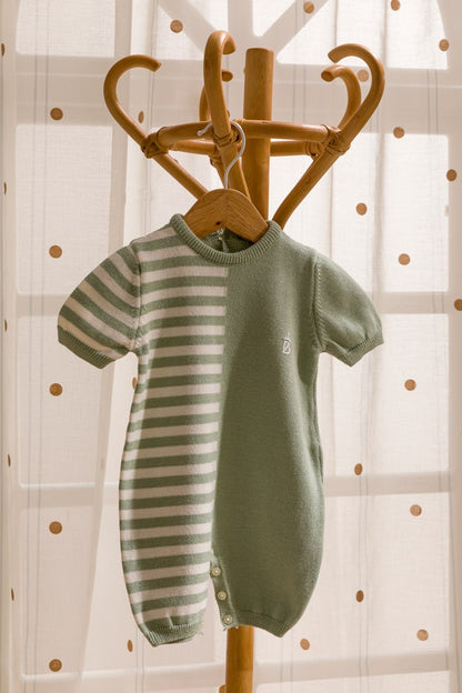 Stripe Pattern Cuffed Soft Bodysuit